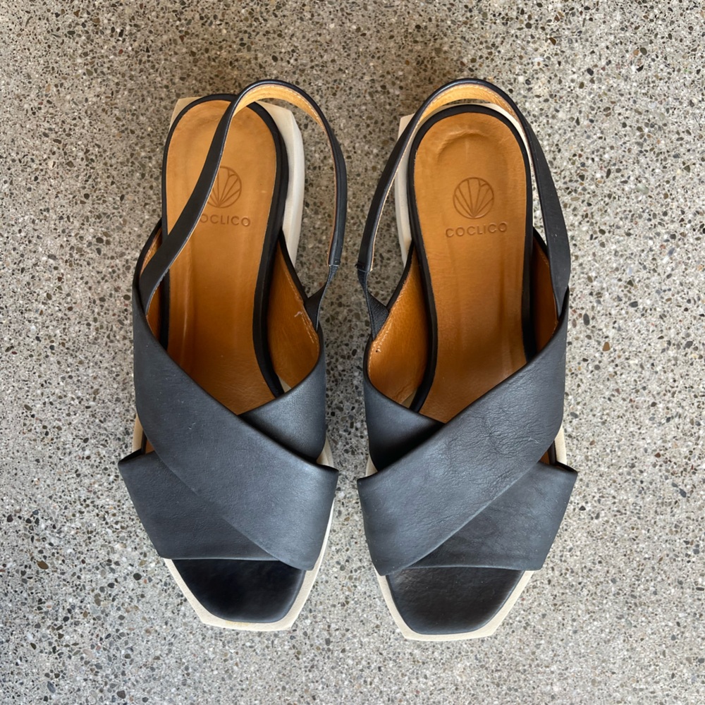 COCLICO Black Leather Sandals